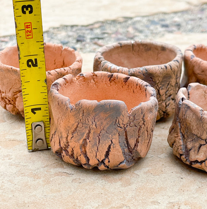 Small Wood Texture | Handmade Ceramic Planter with Drainage Holes | Planter